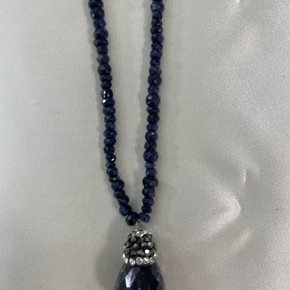 Elegant Blue Beaded Necklace with Silver Accents